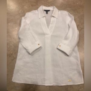 Ellen Tracy linen tunic with gold buttons/tag - Size M